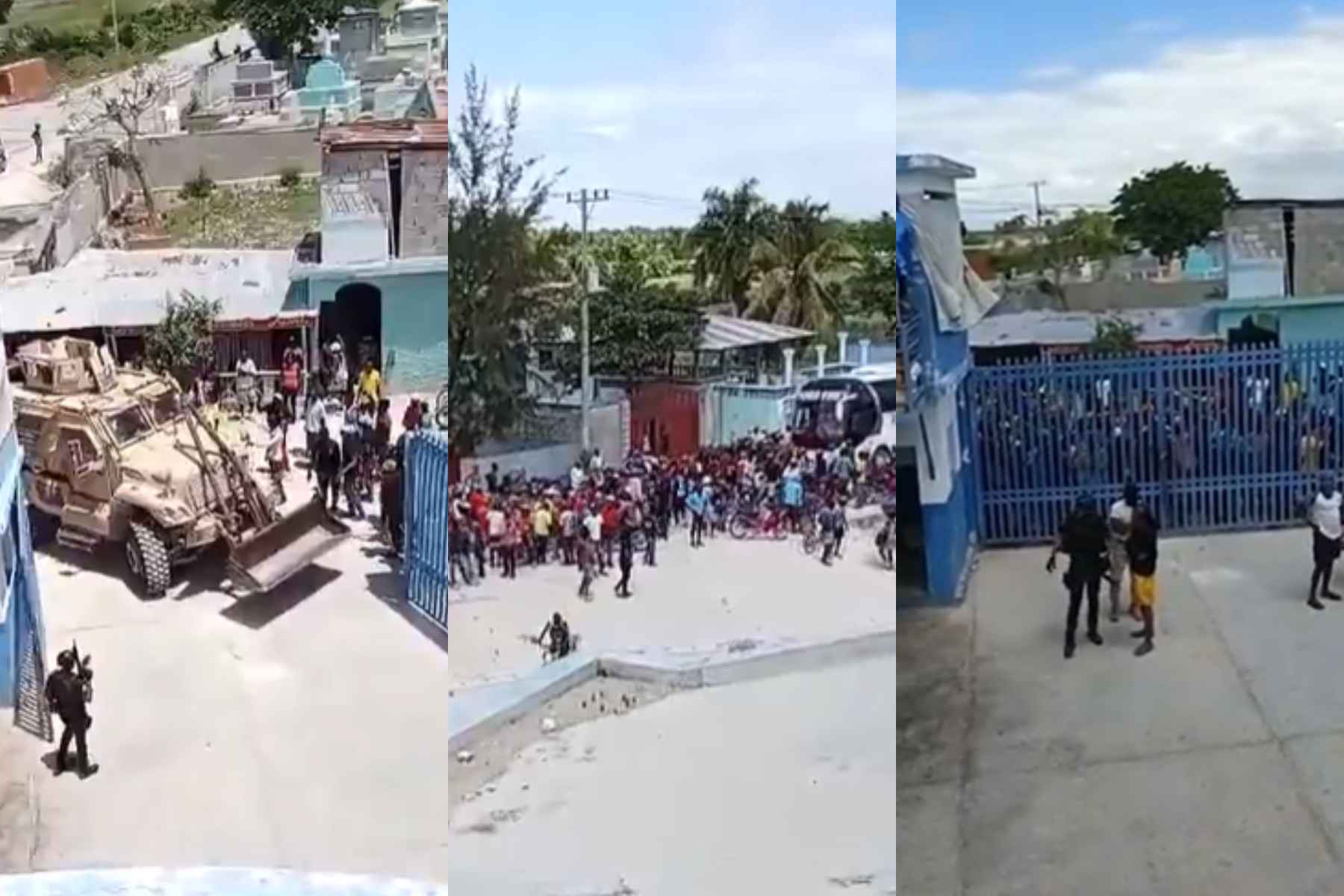 Collage photo of Haitians protesting exit of Kenyan police officers.